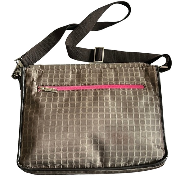 Anika Crossbody Messenger Bag in Walnut Brown with Hot Pink Quilted Lining - Picture 4 of 16